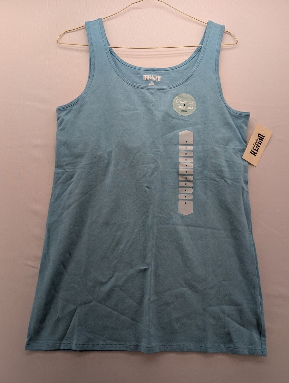 NWT Duluth Trading Co Women's No-Yank Shelf Bra Tank in Iceberg Blue sz Medium